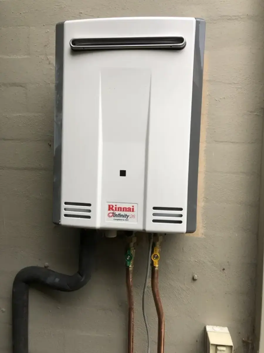 New Rinnai Infinity continuous flow hot water system installed in Manly after storm damage