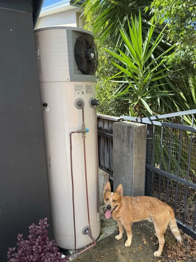 Rinnai heat pump after repair — full unit back up and running