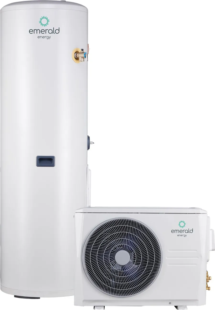 Emerald Split System heat pump with indoor tank and outdoor compressor